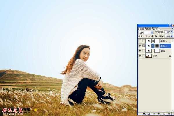 Photoshop将草原美女照片调出清新怀旧效果