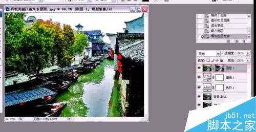 PS将照片处理出美丽江南水乡效果